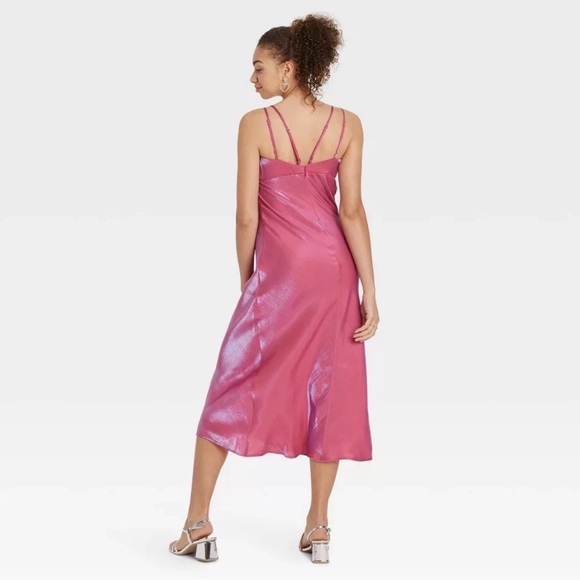 Wild Fable Pink Satin Midi Dress - Picture 3 of 4